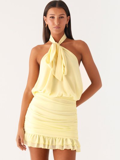 Peppermayo Saebi Tie Neck Mini Dress - Lemon
