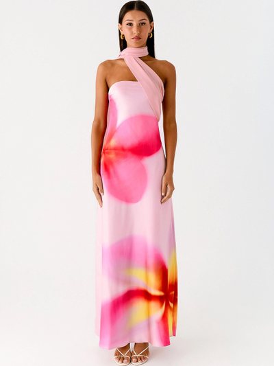 Peppermayo Isa Scarf Satin Maxi Dress - Frangipani Pink