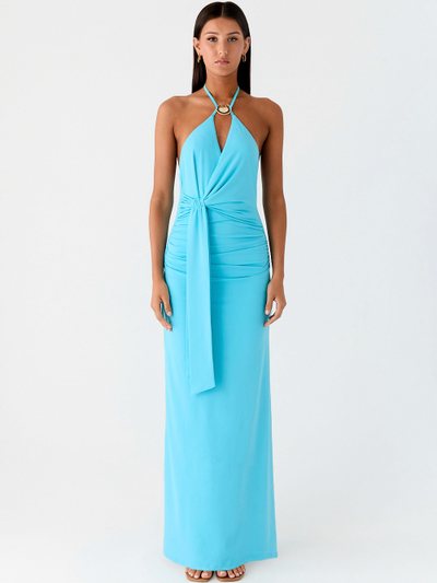 Peppermayo Dare Me Halter Maxi Dress - Aqua Blue
