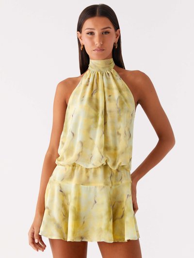 Peppermayo First Date Halter Mini Dress - Yellow Tie Dye