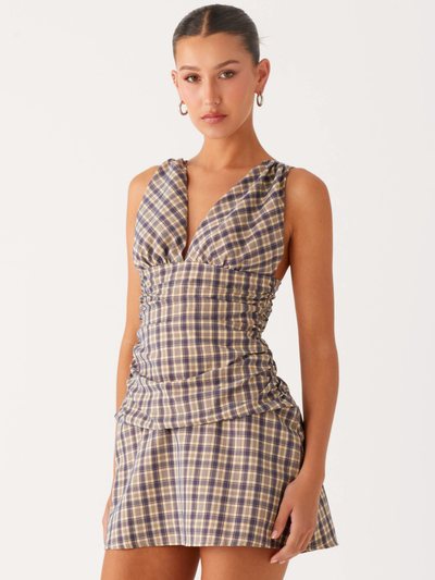 Peppermayo Tablo Drop Waist Mini Dress - Check Print