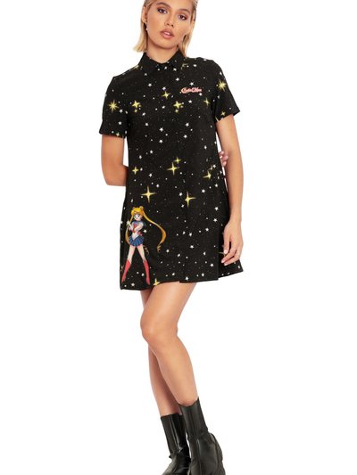 Blackmilkclothing Sailor Guardians Sparkle Short Sleeve Button Up Dress
