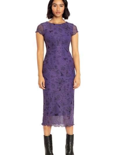 Blackmilkclothing Looney Tunes Sketches Sheer Cap Sleeve Bodycon Dress