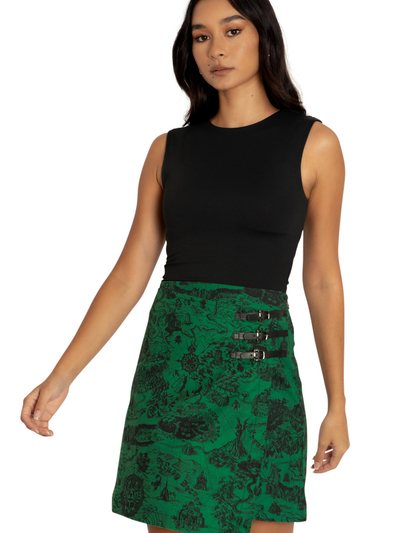 Blackmilkclothing Hyrule Map Green Buckle Wrap A Line Skirt