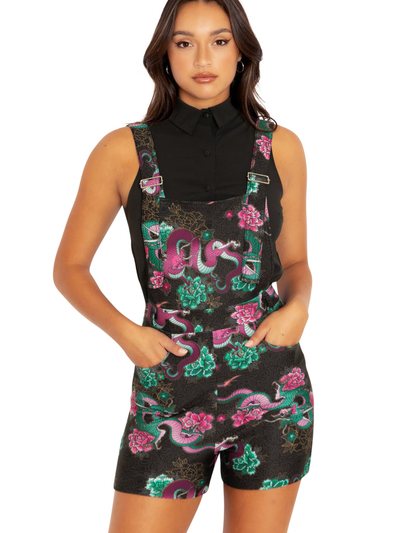 Blackmilkclothing Dragon Bouquet Short Pocket Overalls
