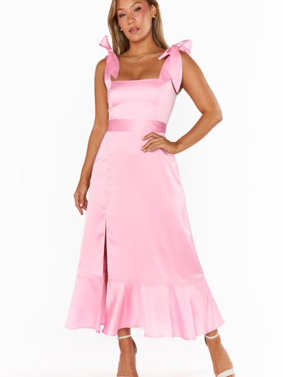 Showmeyourmumu Garden Midi Dress ~ Light Pink Luxe Satin