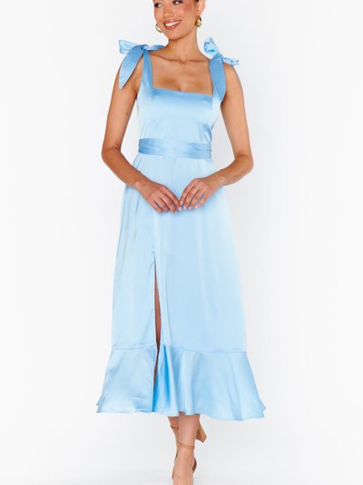 Showmeyourmumu Garden Midi Dress ~ Baby Blue Luxe Satin