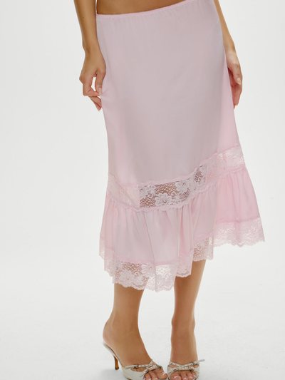 Frankiesbikinis Hideaway Satin Slip Midi Skirt - Strawberries & Cream