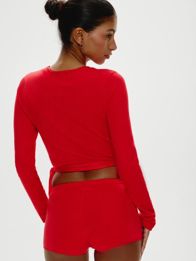 Frankiesbikinis Cuddle Knit Booty Shorts - Cherry