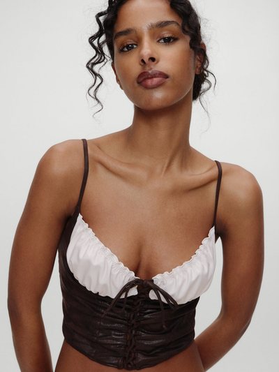 Frankiesbikinis x BELLA HADID Ranch Corset Bikini Top - Cocoa