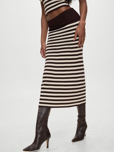 Frankiesbikinis x BELLA HADID Tucker Knit Midi Skirt - Cowboy Stripe