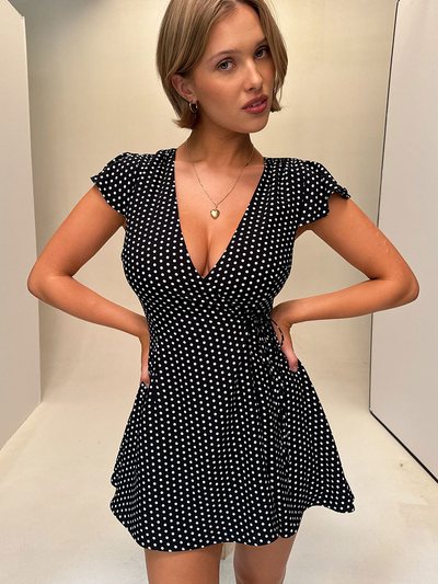 Frankiesbikinis Lucy Wrap Mini Dress - Classic Polka Dot