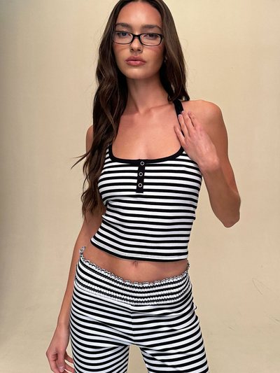 Frankiesbikinis Bambi Striped Halter Top - Silhouette Stripe