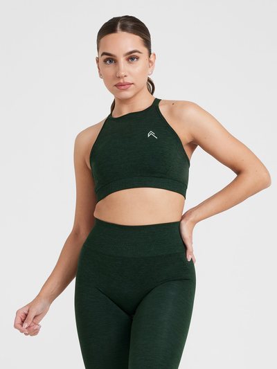 Oneractive EffortlessLift™ Seamless High Neck Bralette with White Logo | Evergreen