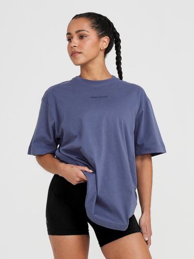 Oneractive Classic Mirror Graphic Oversized T-Shirt | Washed Slate Blue