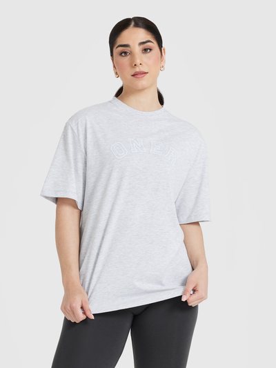 Oneractive Classic Varsity Oversized Lightweight T-shirt | Light Grey Marl