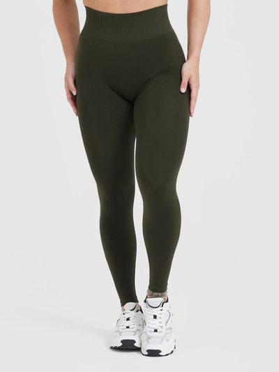 Oneractive EffortlessLift™ Seamless Leggings with White Logo | Khaki