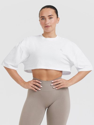 Oneractive Classic Relaxed Crop Lightweight T-Shirt | White