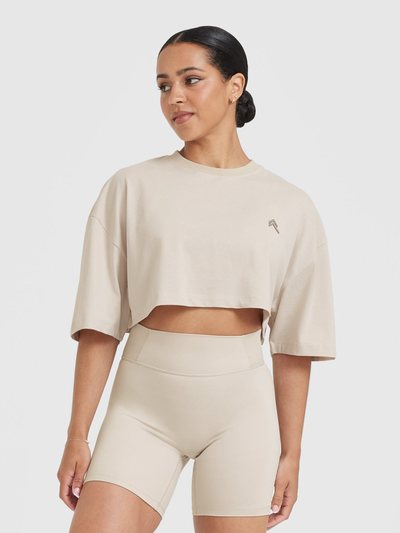 Oneractive Classic Relaxed Crop Lightweight T-Shirt | Washed Sand