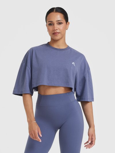 Oneractive Classic Relaxed Crop Lightweight T-Shirt | Washed Slate Blue