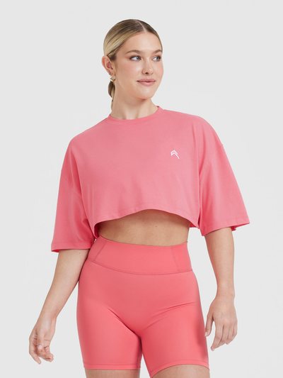 Oneractive Classic Relaxed Crop Lightweight T-Shirt | Washed Amplify Pink