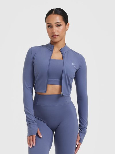 Oneractive Timeless Crop Jacket | Slate Blue