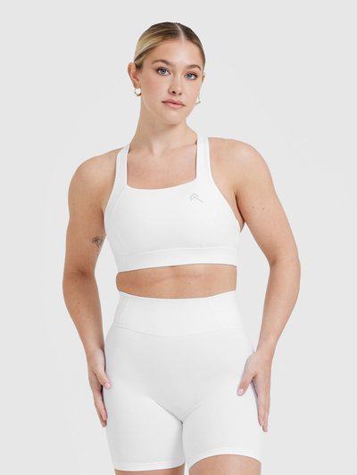 Oneractive Timeless Wide Strap Sports Bra | White