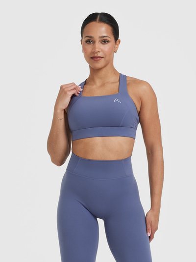 Oneractive Timeless Wide Strap Sports Bra | Slate Blue