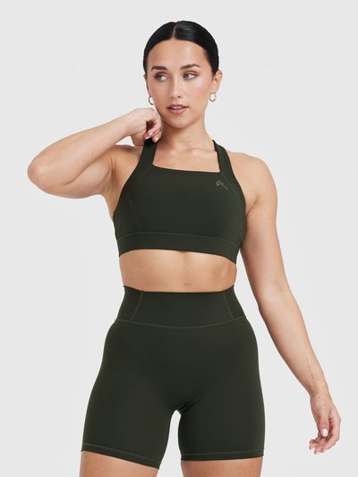 Oneractive Timeless Wide Strap Sports Bra | Khaki