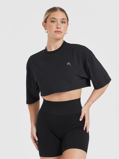 Oneractive Classic Relaxed Crop Lightweight T-Shirt | Black