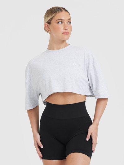 Oneractive Classic Relaxed Crop Lightweight T-Shirt | Light Grey Marl