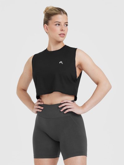 Oneractive Go To Muscle Crop Vest | Black