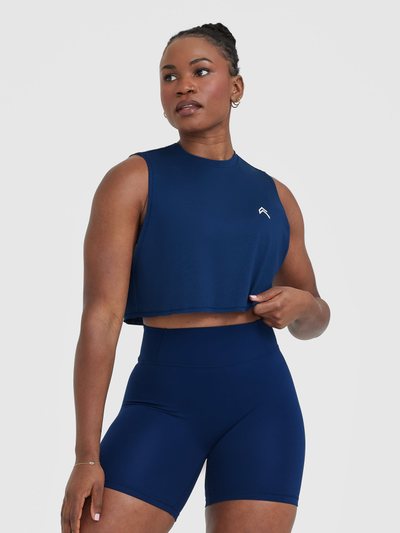 Oneractive Go To Muscle Crop Vest | Midnight Blue