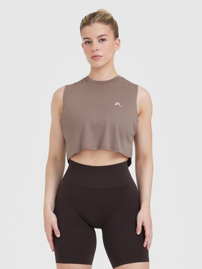 Oneractive Go To Muscle Crop Vest | Cool Brown