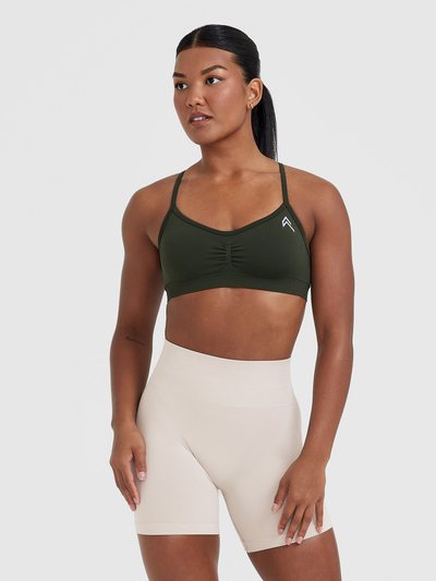 Oneractive EffortlessLift™ Strappy Bralette with White Logo | Khaki