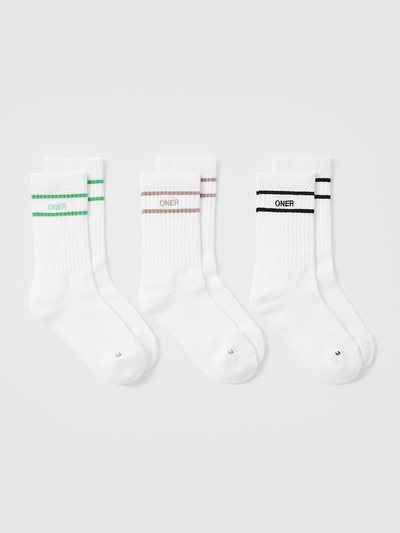 Oneractive Varsity Crew Socks 3 Pack | White/Jade/Sandstone/Black