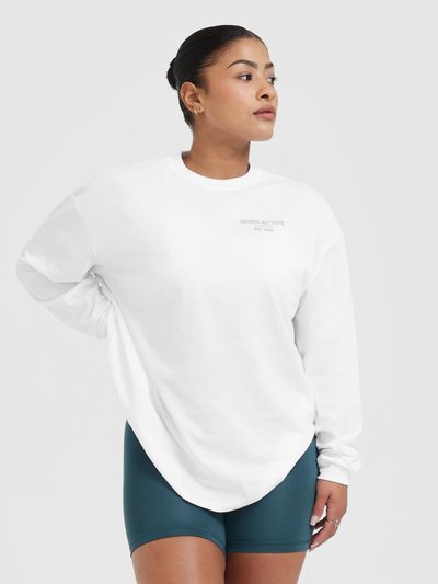 Oneractive Classic Lifters Graphic Oversized Lightweight Long Sleeve Top | White