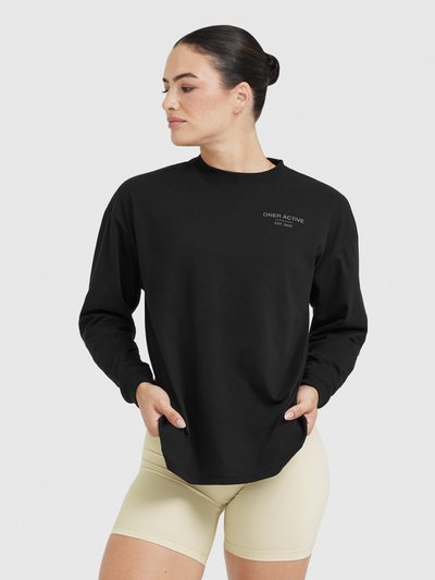 Oneractive Classic Lifters Graphic Oversized Lightweight Long Sleeve Top | Black