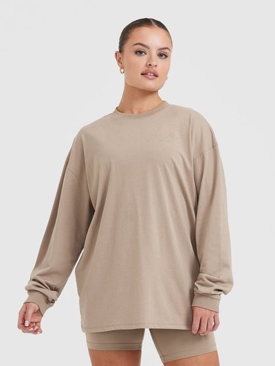 Oneractive Classic Lifters Graphic Oversized Lightweight Long Sleeve Top | Sandstone