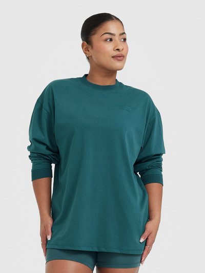 Oneractive Classic Lifters Graphic Oversized Lightweight Long Sleeve Top | Marine Teal