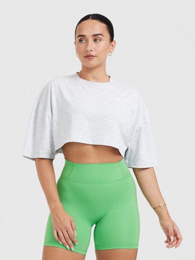 Oneractive Classic Lifters Graphic Relaxed Crop Lightweight T-Shirt | Light Grey Marl