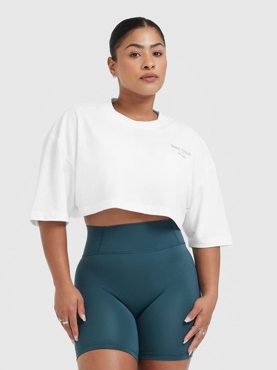 Oneractive Classic Lifters Graphic Relaxed Crop Lightweight T-Shirt | White