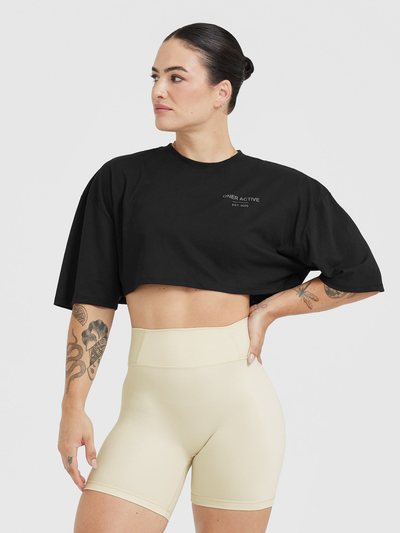 Oneractive Classic Lifters Graphic Relaxed Crop Lightweight T-Shirt | Black
