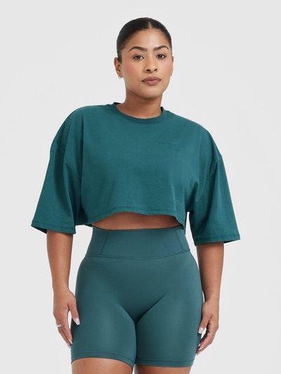 Oneractive Classic Lifters Graphic Relaxed Crop Lightweight T-Shirt | Marine Teal