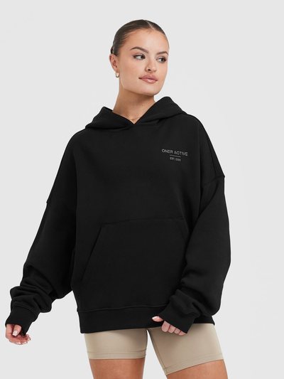 Oneractive All Day Est 2020 Oversized Hoodie | Black