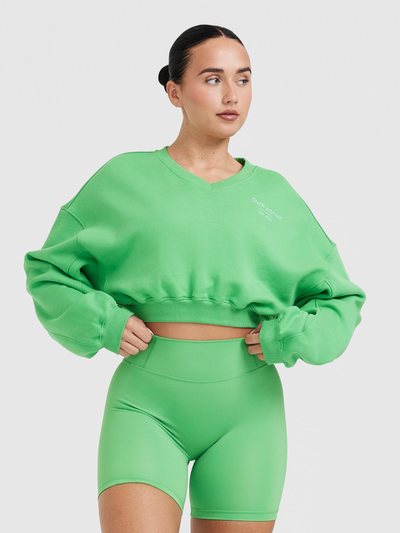 Oneractive All Day Est 2020 Crop V Neck Sweatshirt | Jade