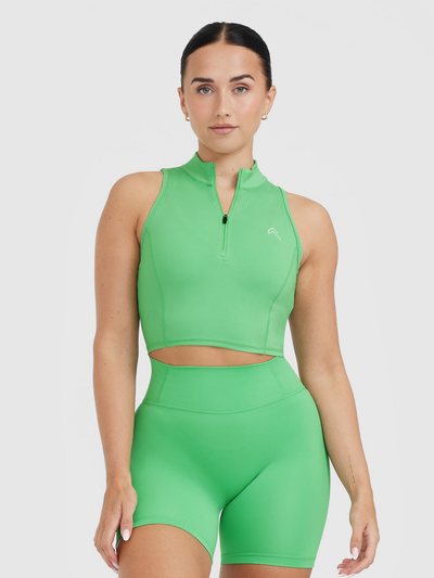 Oneractive Timeless Half Zip Crop Tank | Jade