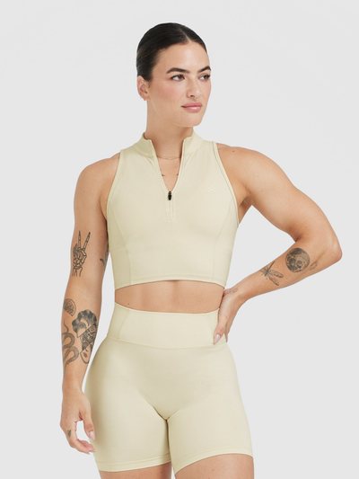 Oneractive Timeless Half Zip Crop Tank | Vanilla