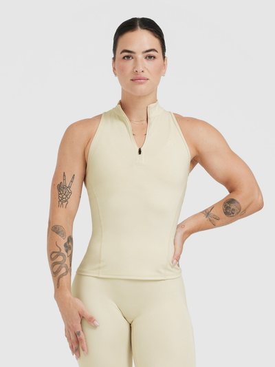 Oneractive Timeless Half Zip Tank | Vanilla