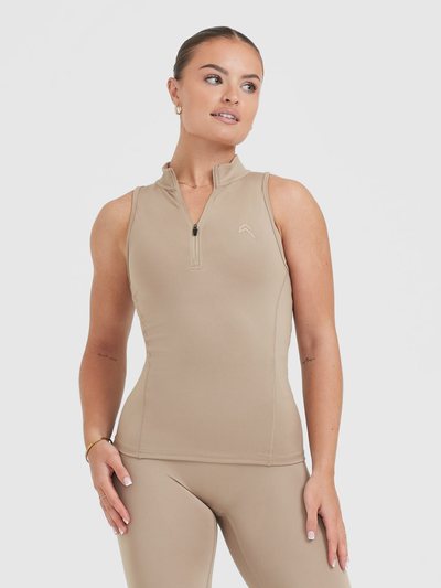 Oneractive Timeless Half Zip Tank | Sandstone